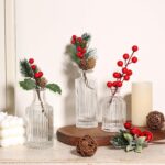 ComSaf Glass Bud Vases Set of 3, Small Flower Vases in Bulk, Mini Ribbed Vases f... - Image 7