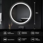 Sweetcrispy 36-Inch Round LED Bathroom Backlit Mirror with Lights, Circle Vanity... - Image 3
