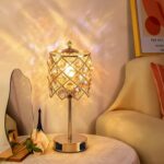 WELAISA-Crystal Table Lamp 3-Way Dimmable Nightstand Lamp with 2 USB Charging Po... - Image 5