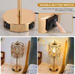 WELAISA-Crystal Table Lamp 3-Way Dimmable Nightstand Lamp with 2 USB Charging Po... - Image 8