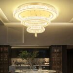 Glam Crystal Ring Chandeliers for Living Room Gold 32in Modern Led Flush Mount C... - Image 5