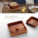 FANATU Wood Pistachio Snack Bowl with Shell Storage, Double Dish Holder Nut Bowl... - Image 4