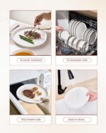 Famiware Porcelain Dinnerware Set, 24-Piece Modern Plate and Bowl Set, dish set ... - Image 6