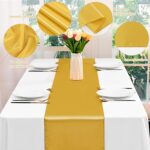 12 Pack Gold Satin Table Runner 12 x 108 Inch Long Premium Table Runners, for We... - Image 4