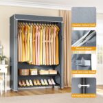 ULIFHOME H5C Plus Clothes Rack with Cover, Portable Closet for Hanging Clothes, ... - Image 4