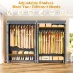 ULIFHOME H5C Plus Clothes Rack with Cover, Portable Closet for Hanging Clothes, ... - Image 5