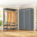 ULIFHOME H5C Plus Clothes Rack with Cover, Portable Closet for Hanging Clothes, ... - Image 6