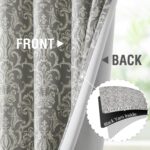 jinchan Room Darkening Curtains for Bedroom Grey Damask Patterned Curtains 96 In... - Image 5