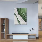 Diathou Art Hand-painted green and white textured oil paintings Modern abstract ... - Image 6
