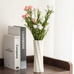 White Ceramic Vase, 8.4" H, Artistic Flower Vase Classic Style for Fireplace Bed... - Image 4