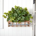 Nearly Natural 15in. Pothos Ledge Plant (Set on Foam) Silk Plant,Green - Image 7