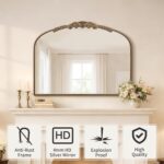 Besdomus Gold Large Arched Mirror: 40"x29" French Baroque Vintage Mirror - Tradi... - Image 3