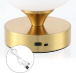 JONATHAN Y 6.13" Brass Gold/White Modern Cordless Rechargeable LED Table Lamp, F... - Image 5
