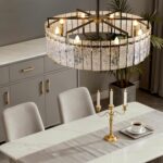 31.5" Modern Round Drum Chandelier Luxury 8-Light Round Large Gold Chandelier Li... - Image 5