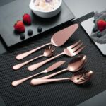 Berglander Stainless Steel Rose Gold Titanium Plated Flatware Serving Set 6 Piec... - Image 3