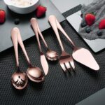 Berglander Stainless Steel Rose Gold Titanium Plated Flatware Serving Set 6 Piec... - Image 4