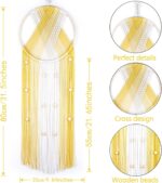 LB Yellow Macrame Wall Hanging - Boho Macrame Wall Decor - Bohemian Tassel Handm... - Image 3