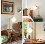 Mid Century Modern Table Lamp, 1 Light Brass Glass Globe Bedside Lamp, Contempor... - Image 4