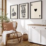 Heiple Framed Set of 3 Poker Wall Art Lucky You Poster, Trendy Retro Print Wall ... - Image 3