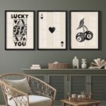 Heiple Framed Set of 3 Poker Wall Art Lucky You Poster, Trendy Retro Print Wall ... - Image 9