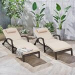 HOMREST Chaise Lounge Chairs Set of 2 for Outside, Adjustable 5 Position Outdoor... - Image 4