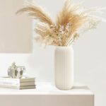 Ceramic Vase for Flowers – Modern Small Ribbed Textured Flower Vase for Home Dec... - Image 4