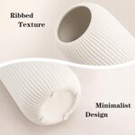 Ceramic Vase for Flowers – Modern Small Ribbed Textured Flower Vase for Home Dec... - Image 5