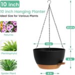 UOUZ Set of 3-10 Inch Self Watering Hanging Planters for Indoor Outdoor，Hanging ... - Image 7
