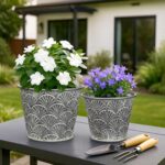 Silver Metal Rustic Flower Pots - 3 PCS Galvanized Planters Rustproof Durable Me... - Image 3