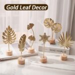 Gold Leaf Home Decor Set - Metal Leaves Statues, Modern Artistic Sculptures for ... - Image 3