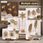 Gold Leaf Home Decor Set - Metal Leaves Statues, Modern Artistic Sculptures for ... - Image 4