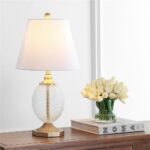 Safavieh Lighting Collection Kaiden Clear/ Brass Gold 24-inch Bedroom Living Roo... - Image 3