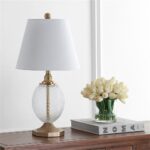 Safavieh Lighting Collection Kaiden Clear/ Brass Gold 24-inch Bedroom Living Roo... - Image 5