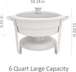 6QT Round Chafing Dish Set of 4, White Granite Finish Stainless Steel with Trans... - Image 5