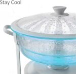 6QT Round Chafing Dish Set of 4, White Granite Finish Stainless Steel with Trans... - Image 6