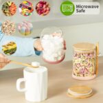 Mfacoy Set of 4 Airtight Glass Jars with Bamboo Lids & Spoons, 17 oz Borosilicat... - Image 4