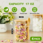 Mfacoy Set of 4 Airtight Glass Jars with Bamboo Lids & Spoons, 17 oz Borosilicat... - Image 5