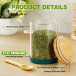 Mfacoy Set of 4 Airtight Glass Jars with Bamboo Lids & Spoons, 17 oz Borosilicat... - Image 6
