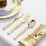 Supernal 360pcs Gold Plastic Silverware Set - Heavy Duty Disposable Cutlery (120... - Image 3