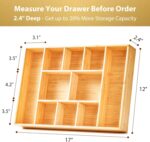 Umilife Extra Large Bamboo Desk Drawer Organizer, Wood Junk Organizer Tray with ... - Image 4