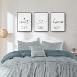 Framed 3 Piece Wall Art Bedroom, Sweet Dreams Signs Pictures Wall Decor Above Be... - Image 4