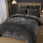 PHF Crushed Velvet Comforter Set King Size, 5-Piece Luxury Winter Bedding Sets w... - Image 4