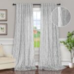 White Grey Curtains 84 Inch Length for Living Room Darkening 2 Panel Back Tab Po... - Image 3