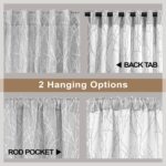White Grey Curtains 84 Inch Length for Living Room Darkening 2 Panel Back Tab Po... - Image 5