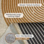 Washable Rainbow Easy Jute Rug 5x7, Neutral Geometric Modern Outdoor Indoor Pati... - Image 5