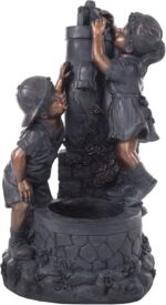 Outdoor Water Fountain with Boy and Girl, Antique Bronze Design and Soothing Sou... - Image 3