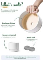 LE TAUCI Ceramic Pots for Plants, 6.8 Inch Plant Pots with Drainage Hole & Sauce... - Image 4