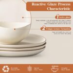 Dafuceramic Stoneware Dinnerware Set for 4, 12 Piece Plates and Bowls Set with G... - Image 4