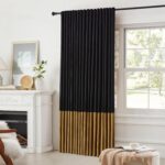 Velvet Curtains 84 inches Long for Living Room Blak Gold,2 Panels Blackout Curta... - Image 4