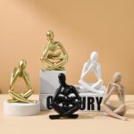 suruim Gold Reading Women Statue, Thinker Sculptures, Abstract Art Figurine, Gol... - Image 3